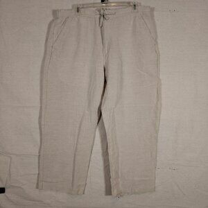 Cubavera Pants Mens Large Off-White Linen Blend Chino Drawstring Pockets